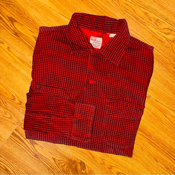 Levi’s Vintage Clothing Deluxe Check Shirt in Dogtooth Red Medium - Picture 10 of 12